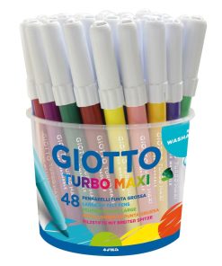 Pennarelli da disegno Giotto Turbo Maxi: barattolo con 48 u., inchiostro colori assortiti