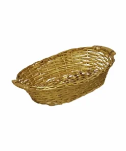 Alternative view of Cesto confezionamento natale ovale in vimini color oro cm 46×36 h12