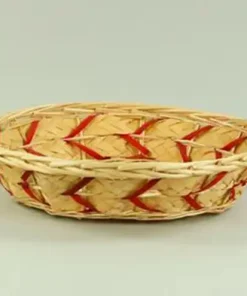 Alternative view of Cesto natalizio vuoto forma tonda decori rossi 45 cm