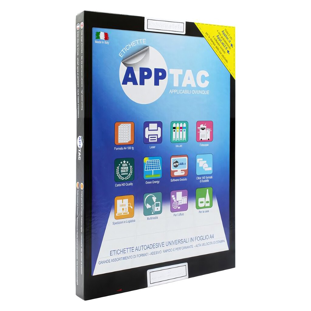 Etichette adesive AppTac: 105 X 36 mm, A4, con margine, (16 per foglio), cf. da 100 fg. - immagine 2