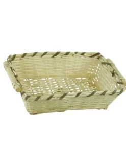 Cesto confezionamento Natale rettangolare bianco con decoro cm 50×34 h 12