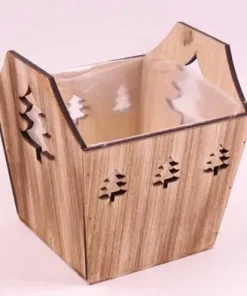Alternative view of Portavaso legno naturale venato sagome abete cm 17×17 h16