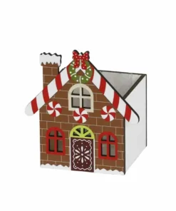 Cesto confezione contenitore in legno casetta Pan di Zenzero cm 12×9 h 13