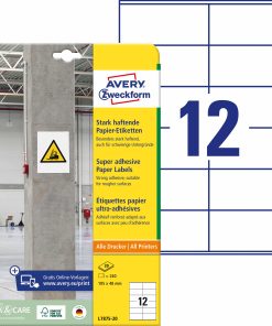 Alternative view of AVERY ZWECKFORM Etichette Univ. 105x48mm L7875-20 bianco, strong 20 fogli