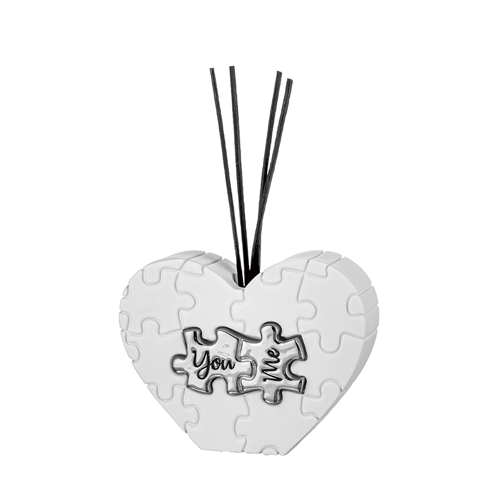 Profumatore Cuore Puzzle Bianco e Argento - immagine 2