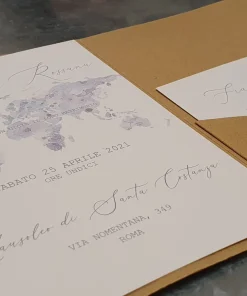 Partecipazione – Planisfero Mod.2 Tema Viaggio Busta Kraft