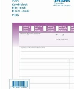 Alternative view of SIMPLEX Blocco combinazione T/F/I A5 15507 carta autocopiante 50×2 fogli