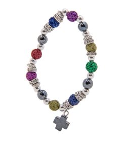 Alternative view of BRACCIALE CON PERLINE E CHARM CROCE