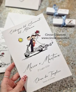 Alternative view of libretti messa matrimonio sposi in vespa