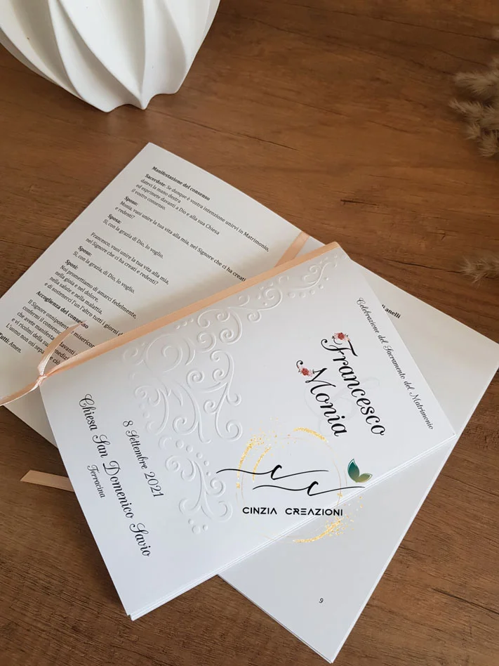 libretti messa matrimonio con fiorellini - immagine 4