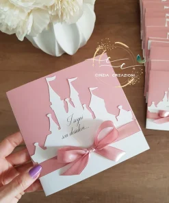 partecipazione matrimonio castello disney elegante